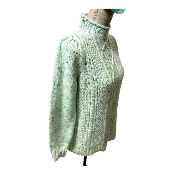 Talbots Mint Green Women's Mock Neck Cable-knit Tunic Sweater Size MP - Picture 3 of 10